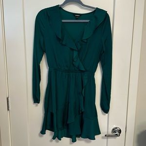 Green satin dress from express, size small